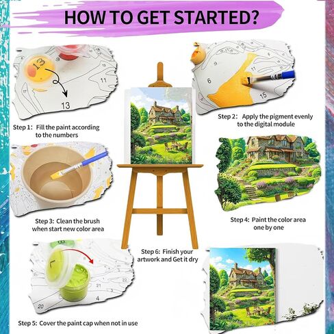 ajepon Landscape Paint by Numbers Kit-House Paint by Number Kits for Adults,Scenery Adults Paint by Numbers Kits on Canvas Without Frame Oil Painting Acrylic Paints for Home Wall Decor 16X20inch in Saudi Arabia