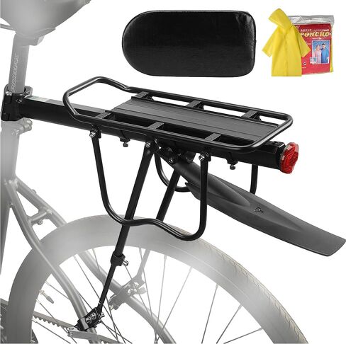 Himiway Rear Bike Rack with Rear Seat Cushion, Bicycle Cargo Rack with Fender Detachable Reflectors, Adjustable Bicycle Carrier Aluminum Alloy Bike Luggage Rack in Saudi Arabia
