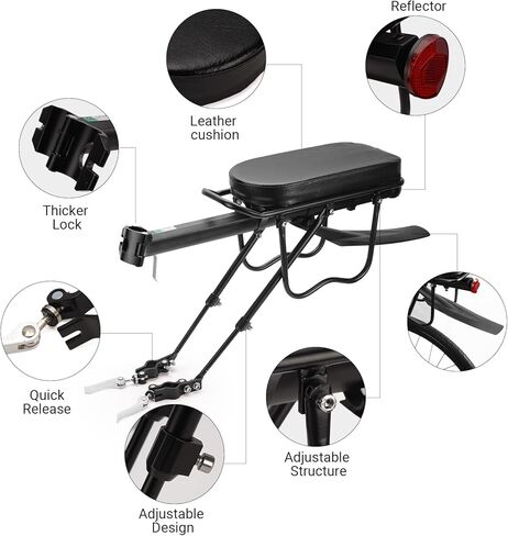 Himiway Rear Bike Rack with Rear Seat Cushion, Bicycle Cargo Rack with Fender Detachable Reflectors, Adjustable Bicycle Carrier Aluminum Alloy Bike Luggage Rack in Saudi Arabia