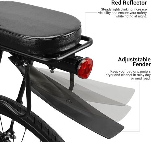 Himiway Rear Bike Rack with Rear Seat Cushion, Bicycle Cargo Rack with Fender Detachable Reflectors, Adjustable Bicycle Carrier Aluminum Alloy Bike Luggage Rack in Saudi Arabia
