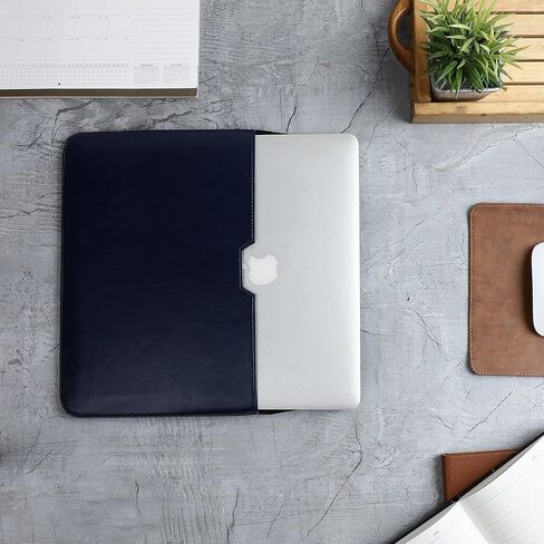 13.3" Laptop Sleeve Bag for Apple MacBook Air | Campatible with MacBook Air 13 2010-2017 | MacBook Pro 13 2010-2016 | Protective PU Leather Notebook Case Cover, Blue in Saudi Arabia
