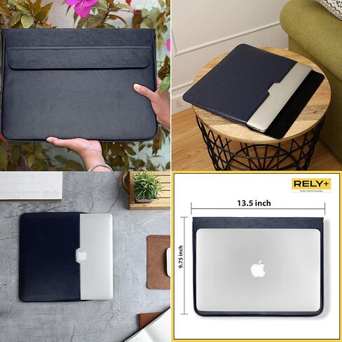 13.3" Laptop Sleeve Bag for Apple MacBook Air | Campatible with MacBook Air 13 2010-2017 | MacBook Pro 13 2010-2016 | Protective PU Leather Notebook Case Cover, Blue in Saudi Arabia