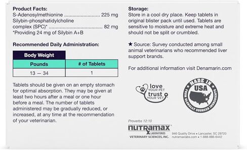 Nutramax Denamarin Liver Health Supplement for Medium Dogs - with S-Adenosylmethionine (Same) and Silybin, 30 Blister Pack Tablets in Saudi Arabia