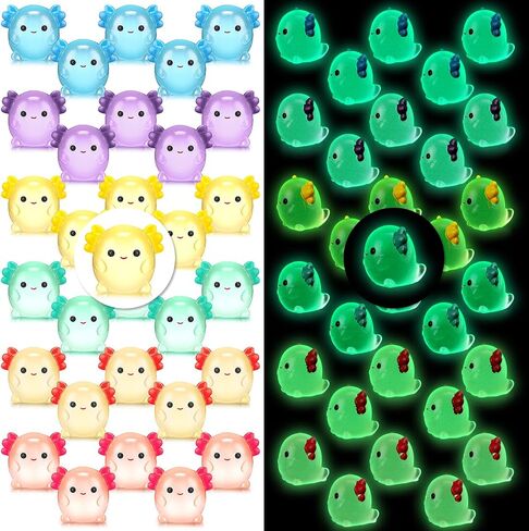 Yousoontic 60 Pcs Luminous Mini Axolotl Resin Charms Glow in the Dark Miniature Figurine Axolotl Toy Ornament Axolotl Charms Tiny Figurines for DIY Landscape Garden Dollhouse Birthday Party Decoration in Saudi Arabia