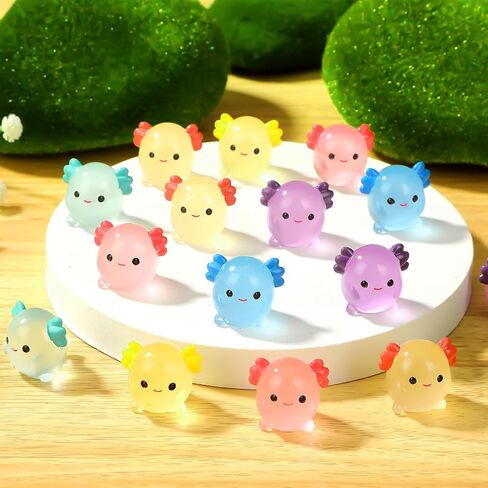 Yousoontic 60 Pcs Luminous Mini Axolotl Resin Charms Glow in the Dark Miniature Figurine Axolotl Toy Ornament Axolotl Charms Tiny Figurines for DIY Landscape Garden Dollhouse Birthday Party Decoration in Saudi Arabia