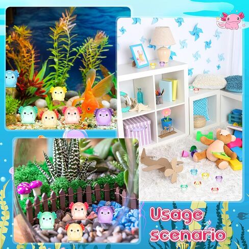 Yousoontic 60 Pcs Luminous Mini Axolotl Resin Charms Glow in the Dark Miniature Figurine Axolotl Toy Ornament Axolotl Charms Tiny Figurines for DIY Landscape Garden Dollhouse Birthday Party Decoration in Saudi Arabia