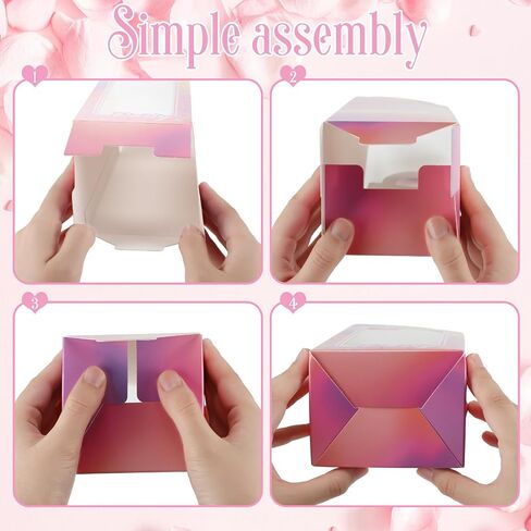 Resurhang 36 Pcs Hot Pink Girls Party Favor Boxes Pink Doll Princess Gift Boxes Holographic Iridescence Shiny Candy Boxes Treat Goodie Bag for Birthday Bachelorette Party Decorations Supplies in Saudi Arabia