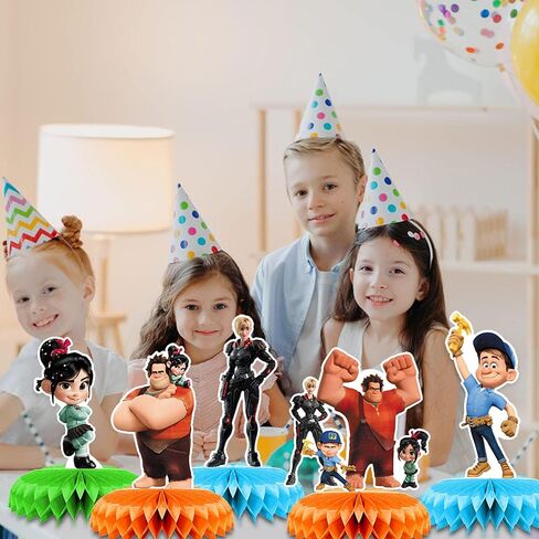 ديكورات حفلات Wreck it Ralph، 7 قطع من قطع مركزية على شكل قرص العسل، ديكورات طاولة جانبية ثلاثية الأبعاد للأطفال من Wreck it Ralph لوازم حفلات Wreck it Ralph in Kuwait