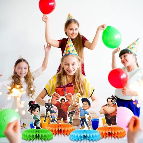 ديكورات حفلات Wreck it Ralph، 7 قطع من قطع مركزية على شكل قرص العسل، ديكورات طاولة جانبية ثلاثية الأبعاد للأطفال من Wreck it Ralph لوازم حفلات Wreck it Ralph in Kuwait