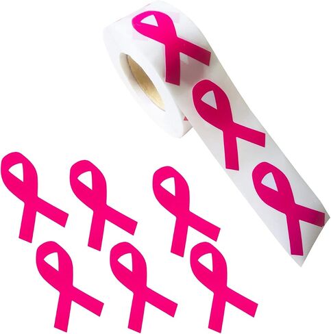 Pink Ribbon Stickers, 500 pcs Breast Cancer Awareness PVC Material, Waterproof, for Fundraising, Charity Events and Support Groups in Saudi Arabia