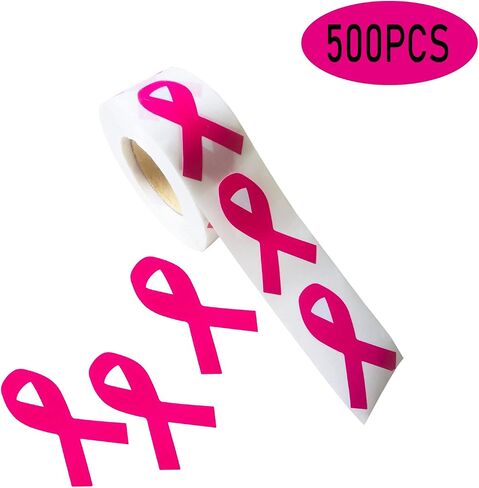 Pink Ribbon Stickers, 500 pcs Breast Cancer Awareness PVC Material, Waterproof, for Fundraising, Charity Events and Support Groups in Saudi Arabia