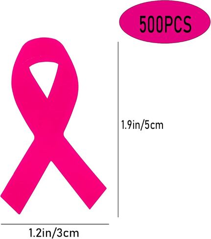 Pink Ribbon Stickers, 500 pcs Breast Cancer Awareness PVC Material, Waterproof, for Fundraising, Charity Events and Support Groups in Saudi Arabia