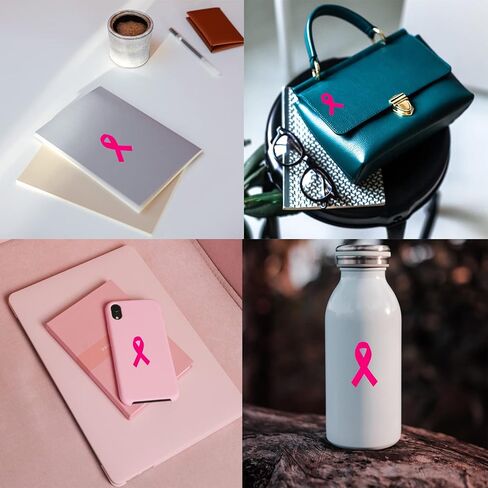 Pink Ribbon Stickers, 500 pcs Breast Cancer Awareness PVC Material, Waterproof, for Fundraising, Charity Events and Support Groups in Saudi Arabia