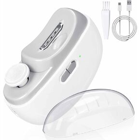 Electric Baby Nail Clippers with LED Light, 2 in 1 Automatic Safety Fingernail Trimmer and File with Nail Scraps Storage for Newborn, Kids, Adult, Elderly, 2 Speeds, USB Rechargeable, White