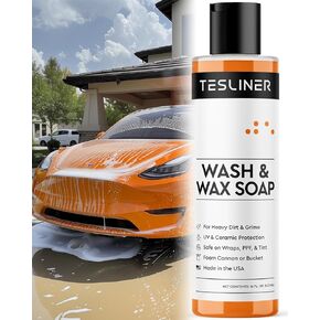 Car Wash Soap for Tesla - Wash & Wax Soap For Heavy Dirt & Grime, Biodegradable, for Tesla Cleaning Products Exterior with UV Protection, for Tesla Model 3 Y S X Car Accessories for 2023 & 2024