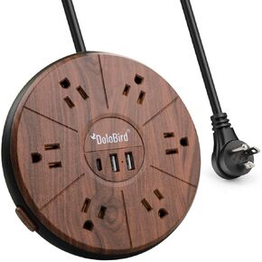 Power Strip 6 AC outlets with 3 USB Ports Charging Station Extension Cord Right Angle Flat Plug Widely Spaced Multi Outlets Circuit Breaker Safeguard for Home,Office, Dorm Room