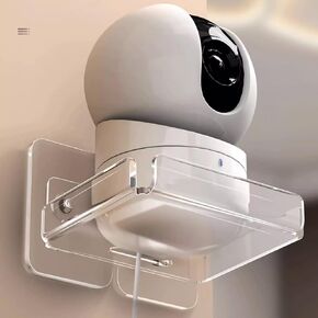 2 PCS No Drill Wall-Mount Shelf for Security Cameras, Floating Security Camera Wall Holder for Pet Monitor Indoor Camera and Speakers, Non-Trace Wall Bracket for Nest, Blink, Indoor Cams