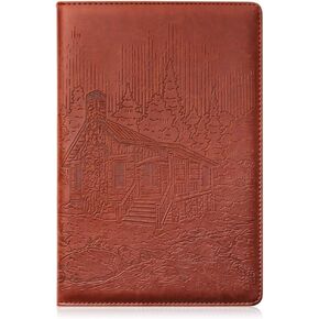 SOHOSPARK Cabin Refillable Faux Leather Journal, 6x8.7 Vegan Lined Writing Journal for Women or Men