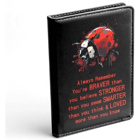 Ladybug Inspirational Leather Noteook Gifts for Women Girls Always Remember You’re Braver Than You Believe Leather Journal Notebook Ladybug Lover Gifts (behind you)