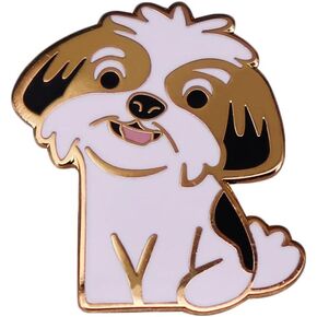 Cute Lhasa Lion Dog Hard Enamel Pin Kawaii Cartoon Puppy Animal Gold Alloy Badge Accessories Funny Lapel for Jackets Hat Jewelry DIY Accessories Gifts