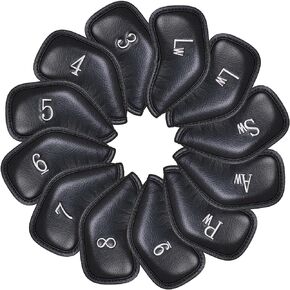 Golf Iron Club Covers Golf Head Covers Embroidered Leather Golf Club Covers for Irons with Number Tag for Callaway, Ping, Taylormade, Cobra, Etc