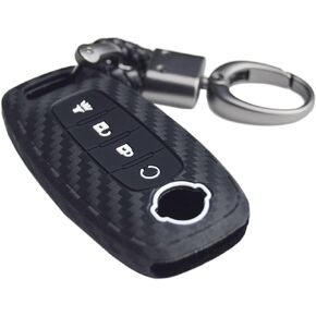 Carbon Silicone Key Fob Cover Case + Keychain for Nissan Rogue Pathfinder Sentra X-Trail 2023 2024 2025 285E3-7LA6A