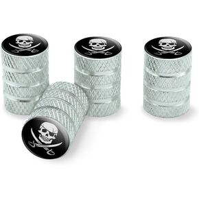Pirate Skull Crossed Swords Jolly Roger Tire Rim Wheel Aluminum Valve Stem Caps