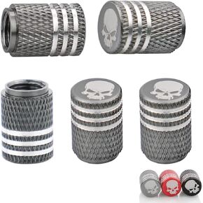 Valve Stem Cap,Skull Skeleton Tire Valve Cap Cover (5 Pack) for Car Truck SUV Motorcycle Bicycle with O Rubber Ring Dust-Proof Car Accessories (Skull Skeleton, Grey)