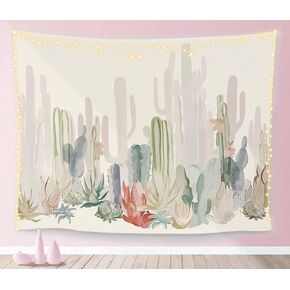 Manicer Cactus Tapestry, Colorful Plant Herbs Botanical Tapestry Wall Hanging Nature Scenery Tapestries Art Print Mural for Bedroom Living Room Home Décor - 59.1" x 80"