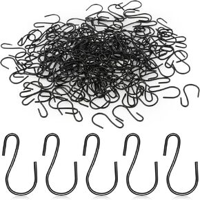 120pcs 1 Inch Mini S Hooks for Hanging, S Shaped Hooks Small S Hooks Metal Mini Ornament Hooks for Crafts Jewelry Hanging Pot Plants (Black)