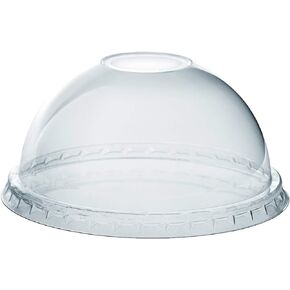 GUSTO [100 Count] Clear PET Plastic Dome Lids With Straw Slot for 12, 16, 20 & 24 oz. Milkshake Cups (Formerly Comfy Package)