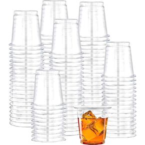 2 oz. Plastic Shot Glasses Disposable Clear Cups - Pack of 100 | PET Disposable Plastic Cups for Vodka, Whiskey, Tequila, Wine, and Jello Shots | Mini Party Cups for Sauce, and Sample Tasting
