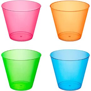 Party Essentials Plastic Cups, 100-Count, Assorted Neon