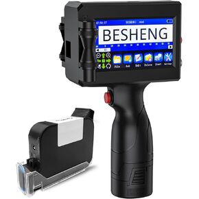 Handheld Inkjet Printer Gun PT3000 Printing Height 0.08-0.5Inch Inkjet Coder with Original Fast-Drying Ink for Text QRCode/Barcode/Batch Number/Label/Image/Date Printer with Touch Screen