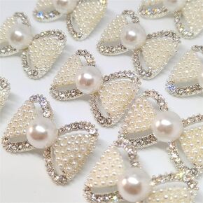 12PCS Luxury Pearl Rhinestone Bow Design Buttons Fashion Metal Buttons for Sewing Clothing DIY Decor (1.26" ×0.78")
