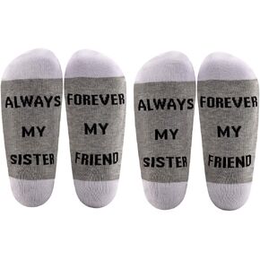 LEVLO Sister Socks Best Friend Socks Always My Sister Forever My Friend Sister Socks BFF Socks for Women