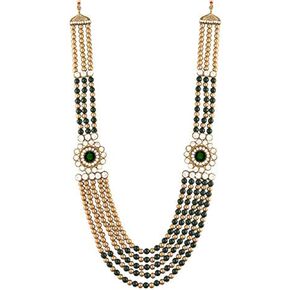 I Jewels 18k Gold Plated Indian Wedding Bollywood Dulha Moti Mala with Stone Maharaja Haar/Groom Necklace for Men (MLP33)