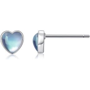 14K Gold Plated 925 Sterling Silver Bow Knot Moonlight Heart Stud Earrings for Women Cute Dainty Gifts for Girls