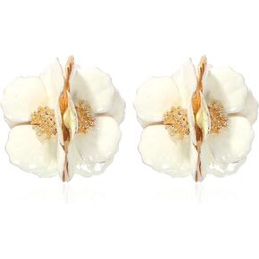 Alloy Flower Ball Earrings Flower Floral Statement Stud Earrings Jewelry Gift for Women Teen Girls
