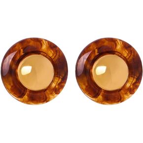 Vintage Round Stud Earrings for Women Girls Round Disc Coin Studs Earrings Statement Post Earrings Stainless Steel 14K Gold Plated