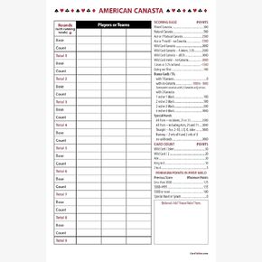American Canasta Score Pads (5 Pads, 50 Sheets Each) Enjoy The Original. Made in The USA.