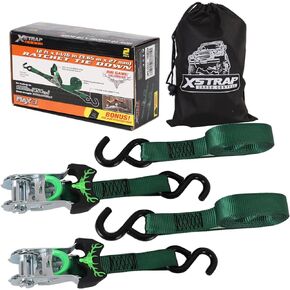 XSTRAP STANDARD Heavy Duty Ratchet Tie Down Straps - 2 Pk - 1-1/16'' x 12 Ft - 3000 Lbs Break Strength - Cargo Straps for Moving, Utv, ATV, Dirt Bike, Motorcycle, and Truck Accessories