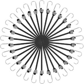 30 Pieces Mini Bungee Cords with Hooks 9 Inch Heavy-Duty Black Small Rubber Bungee Cords Tie Down Straps for Outdoor, Tarp Covers, Canvas Canopies, Motorcycle and Cargo