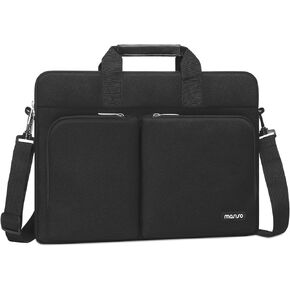 MOSISO 360 Protective Laptop Shoulder Messenger Bag 15.6 inch Compatible with MacBook, HP, Dell, Lenovo, Asus Notebook, Computer Bag with Front Hidden Horizontal&Left Small&Right Big Pockets, Black