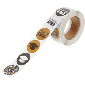 NOLITOY 500 قطعة من ملصقات قبعة التخرج، ملصقات ملصقات التخرج، ملصقات التخرج من رقائق معدنية، ملصقات لاصقة مستديرة لختم صندوق هدايا التخرج in Kuwait