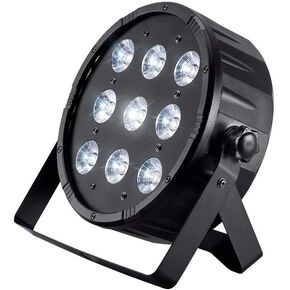 Monoprice 9 x 10-Watt Quad LED Flat Par Stage Wash Light (RGBW) Black, 8-Channel DMX Option - Stage Right Series