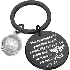 FEELMEM Firefighters Prayer Keychain Fire Rescue Firefighter Gift A Firefighter’s Guardian Angel Keyring Firemen Angel Gift
