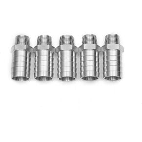 LTWFITTING Bar Production Stainless Steel 316 Barb Fitting Coupler/Connector 1" Hose ID x 1/2" Male NPT Air Fuel Water (Pack of 5)