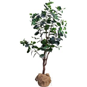 Elements Artifical Fiddle Leaf Fig Tree with Burlap Covered Pot, Faux Tree, Ficus Lyrata, Fake Plant for Indoor or Outdoor Use, Bedroom, Living Room, Office, Greenery, Housewarming, 30 Inch