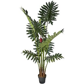 AMERIQUE 7' Exotic and Rare Tropical Philodendron Schott Arecaceae Tree Artificial Silk Plant with UV Protection, with Nursery Plastic Pot, Feel Real Technology, Super Quality, 7 Feet Green